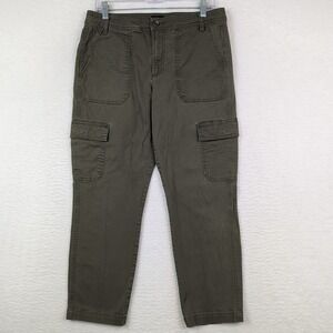 J Crew Chino Cargo Pant Women's 10‎ High Rise Olive Green Utility Straight Leg